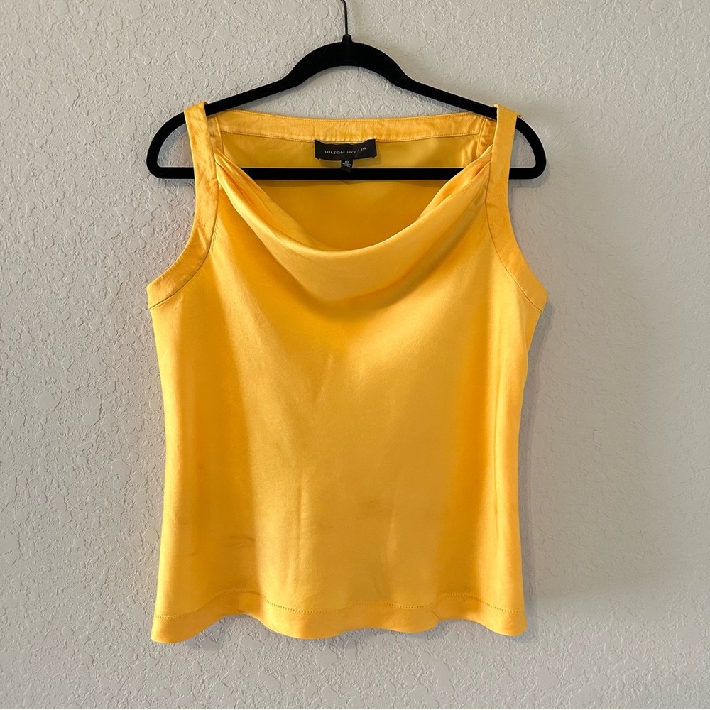 Chic Yellow Cowl Neck Tank Top